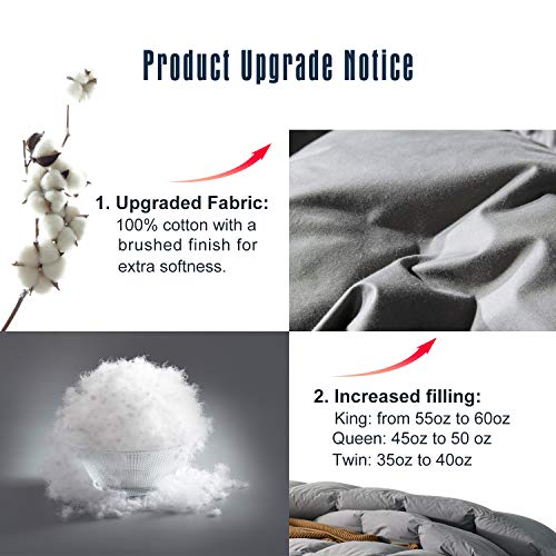 Globon Fusion White Goose Down Comforter Queen Size All Cotton 300 Thread Count Shell Hypoallergenic W/ Corner Tabs