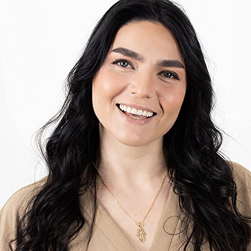 14K Yellow Gold Ornate Hamsa Necklace - 14K Solid Gold Delicate Jewish Pendant, Dainty Hand of Fatima Jewelry, Delicate Ethnic Handmade Necklace for Her - Unique Jewelry Gifts for Women
