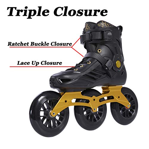 LIKU Performance 125 3WD Speed Inline Skates Unisex Black&Gold