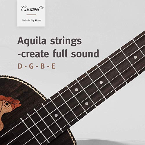 Left Handed - Caramel CB500L 30 Inch All Rosewood Baritone Acoustic Electric Ukulele With Truss Rod with D-G-B-E strings & free G-C-E-A strings, Padded Gig Bag, Strap and EQ cable