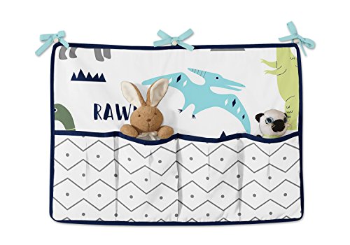Navy Blue and Green Modern Dinosaur Baby Boys or Girls 11 Piece Crib Bedding Set