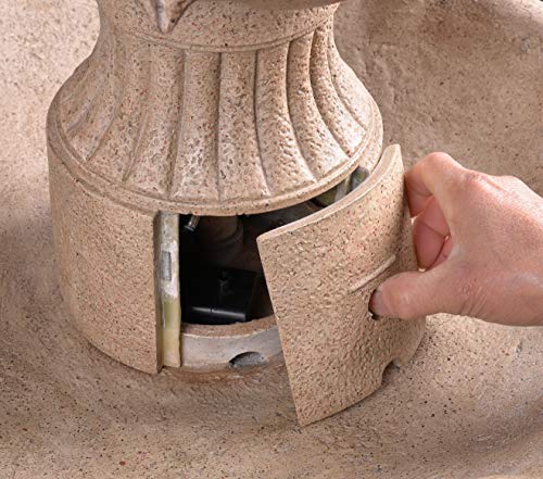 Kenroy Home Classic Outdoor Solar Floor Fountain ,44 Inch Height, 22 Inch Width, 22 Inch Ext. with Sandstone Finish