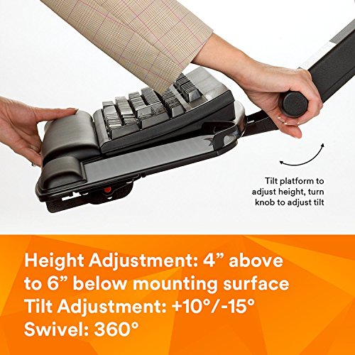 3M Keyboard Tray, Just Lift To Adjust Height And Tilt, Mouse Platform Include Gel Wrist Rest And Precise Mouse Pad, (AKT150LE)