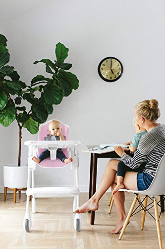 Oribel Cocoon 3-Stage Easy Clean, Contemporary High Chair (Pink)