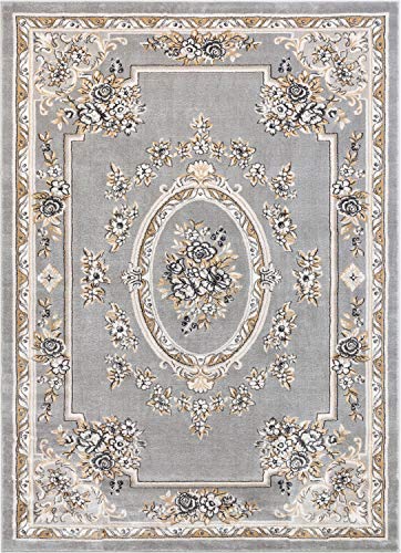 Well Woven Timeless Le Petit Palais Traditional Medallion Grey Area Rug 10'11" x 15, 10'11" x 15',