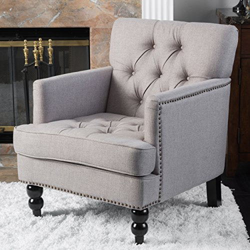 Christopher Knight Home Malone Fabric Tufted Club Chair, Pewter