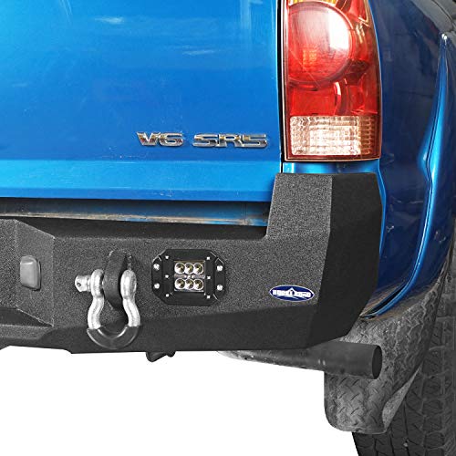 Discovery Rear Bumper Off Road Rear Step Bumper Guard w/2 ×18W LED Floodlights for 2005-2015 2nd Gen Toyota Tacoma (not fit for 3rd Gen Tacoma)