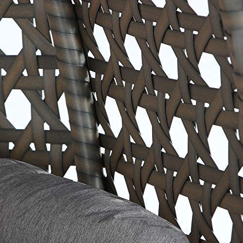 Island Gale Luxury 2 Person Outdoor Patio Hanging Wicker Swing Chair (X-Large, Latte Rattan/Latte Cushion)