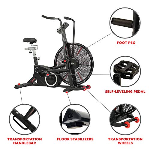 Sunny Health & Fitness Exercise Tornado Fan Air Bike with Bluetooth and Heart Rate Compatibility - SF-B2729 (SF-B2729)