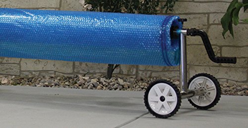 Sun2Solar 12-Foot-by-24-Foot Rectangle Clear Solar Cover and Deluxe Reel System | 1200 Series Style Heating Blanket | Bundled Kit for Rectangular In-Ground Swimming Pool | Place Cover Bubble-Side Down