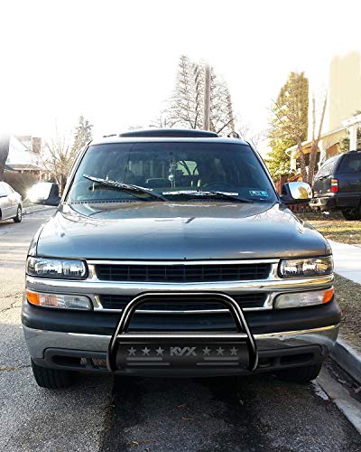 KYX Bull Bar for 1999-2006 Chevy Silverado 1500/GMC Sierra 1500, for 2000-2006 Tahoe/Suburban/Yukon/Yukon XL1500, 2002-2006 Avalanche 1500, 3" Brush Push Grille Guard Front Bumper
