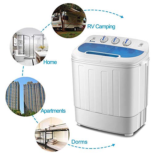 13 Lbs Semi-automatic Twin Tub Washing Machine Portable Mini Compact Washer Machine