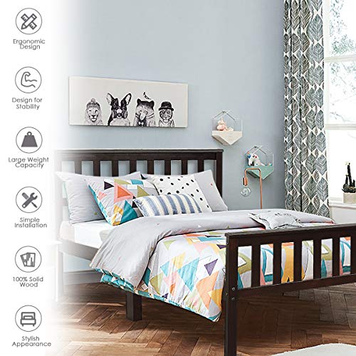 Giantex Deluxe Solid Wood Platform Bed with Headboard Footboard 14 Inch Pine Wooden Mattress Foundation, Wood Slats Great Support