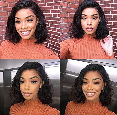 13x6 Lace Front Wigs Human Hair Wigs Wet and Wavy Baby Hair Pre Plucked Glueless Lace Wigs Short Bob Wigs For Black Women (16 inch with 150% density)