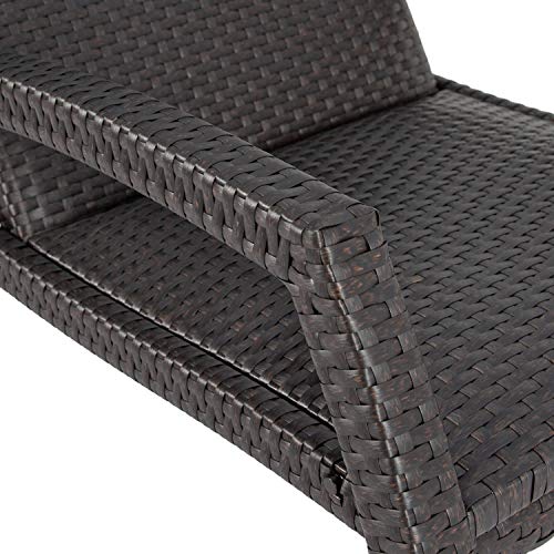 Ulax Furniture Outdoor Wicker Convertible Chaise Lounge Patio Woven Padded 2-Pack Aluminum Lounger Adjustable Chair with Quick Dry Foam and Sunbrella Pillow