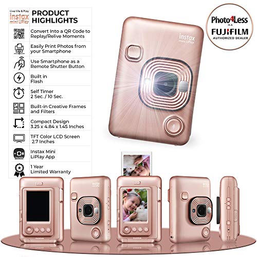 Fujifilm Instax Mini LiPlay Hybrid Instant Camera Film 40 Shots 32GB Micro SDHC Memory Card Deluxe Bundle