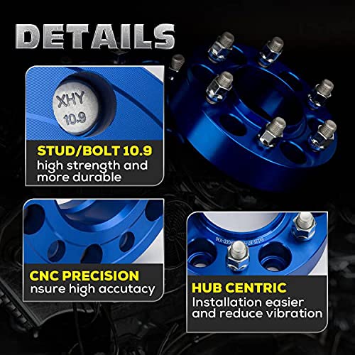 KSP 5x5 Wheel Spacers for JK XK WJ WK, 2"(50mm Hubcentric Spacers with 1/2-20 Studs 71.5mm Bore Forged for 1999-2010 Grand Cherokee, 2005-2010 Commander, 2007-2017 Wrangler, 4Pcs Blue