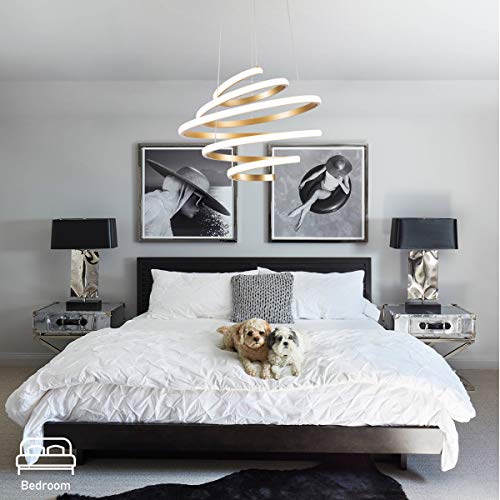 LED Modern Chandelier Not Dimmable Contemporary Pendant Light Creative Spiral Rings LED Chandelier Adjustable Pendant Lighting Fixtures for Living Room Bedroom Dining Room Hallway Kitchen, UL Listed