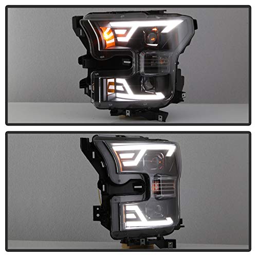 (xTune) Compatible with Ford F150 2015-2017 DRL LED Light Bar Projector Headlights - Black