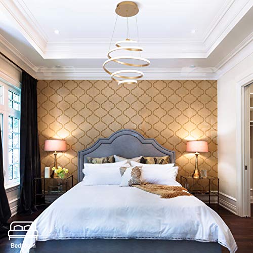 LED Modern Chandelier Not Dimmable Contemporary Pendant Light Creative Spiral Rings LED Chandelier Adjustable Pendant Lighting Fixtures for Living Room Bedroom Dining Room Hallway Kitchen, UL Listed