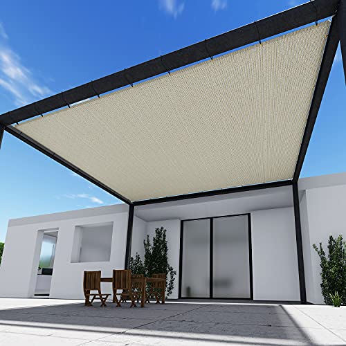TANG Sunshades Depot 11'x18' Straight Side Sun Shade Sail 180 GSM Beige Patio Rectangle Shade Fabric UV Blocker Shelter Deck Dock Carport Driveway Pergola Cover Outdoor Backyard Deck 3 Year Warranty