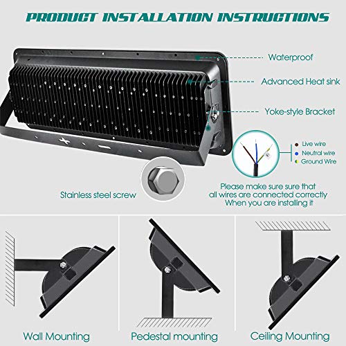 1000W Led Floodlight,Led Exterior Flood Lights,Led spotlights Getseason Warm White Outdoor and Indoor IP65 Waterproof Security Light for Garage, Garden, Lawn and Yard