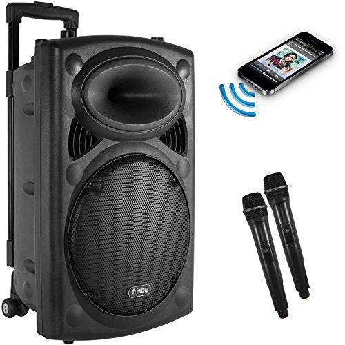 Frisby FS-4050P Portable Rechargeable Bluetooth Karaoke Party Machine PA Speaker System AM/FM Radio & USB & SD Slots