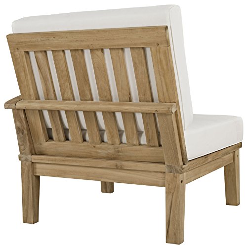 Modway EEI-1477-NAT-WHI-SET Marina Premium Grade A Teak Wood Outdoor Patio Furniture Set, 5 Piece, Natural White