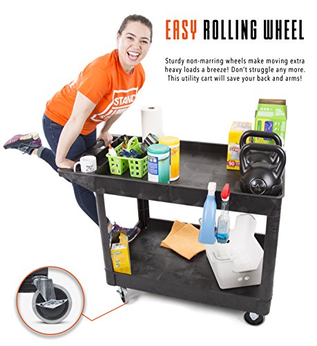 2Pack Original Extra Large Shelf Utility Cart - Heavy Duty And Huge – Each Cart Supports up to 500 LBS – Deep Shelves
