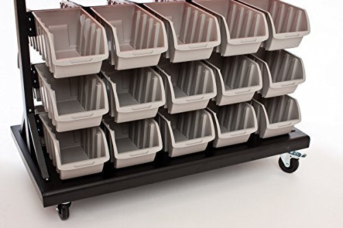 TRINITY Dual-Sided Mobile, Black Rolling Bin Rack