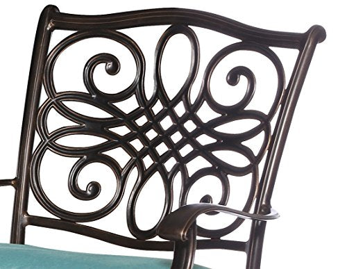 Hanover Traditions 9Pc Cast Aluminum Outdoor Patio Dining Set, 8Swivel Rocker Chairs & 42"x84"Rectangle Table, Red, TRAD9PCSW8-BLU