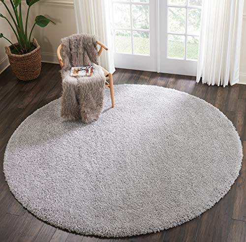 Nourison Malibu Shag Area Rug, 7'10" x7'10, SILVER GREY