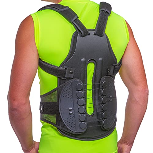 BraceAbility Plus Size TLSO Back Clamshell Brace - XXL Hard Turtle Shell Full-Body Support Jacket for Thoracic Kyphosis, Parkinson's Disease, Scoliosis, Fractured Spine, Post-Surgery Recovery (2XL)