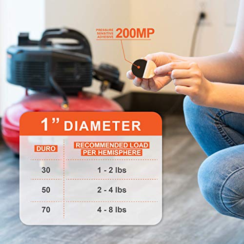 1" Dia Sorbothane Hemisphere Rubber Bumper Non-Skid Feet with Adhesive (100, 70 Duro)