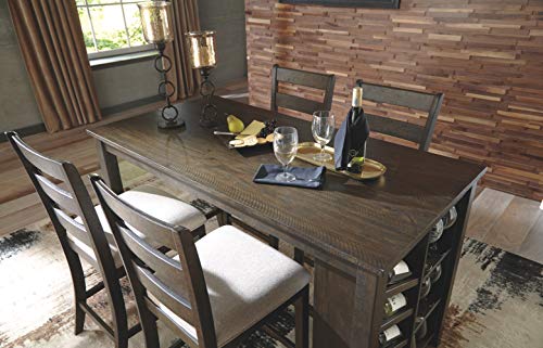 Signature Design By Ashley - Rokane Rectangular Dining Room Counter Table w/Storage - Casual Style - Brown