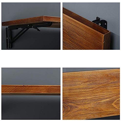 (47" Lx14 W) Industrial Rustic Folding Wall Mounted Workbench Drop Leaf Table, Dining Table Desk, Pine Wood Wall Mounted Bar Tables,Workbench,Study Table,Collapsible Butcher Block Solid Wood Table