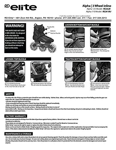 Roller Derby Elite Alpha 110mm 3-Wheel Inline Skate