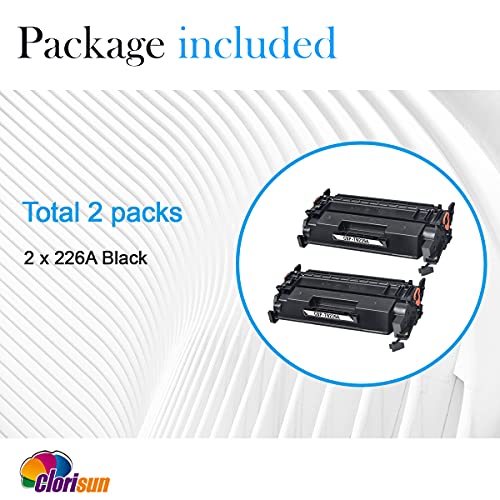 Clorisun Compatible Toner Cartridge Replacement for HP 26A CF226A 26X CF226X High Yield, to use with Laserjet Pro M402n M402dn M402dw Laserjet Pro MFP M426fdw M426fdn M426dw (Black, 2 Pack)