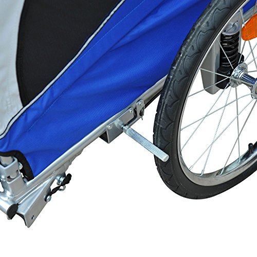 Aosom Elite II 2-in-1 Pet Dog Bike Trailer and Stroller with Suspension and Storage Pockets, Blue