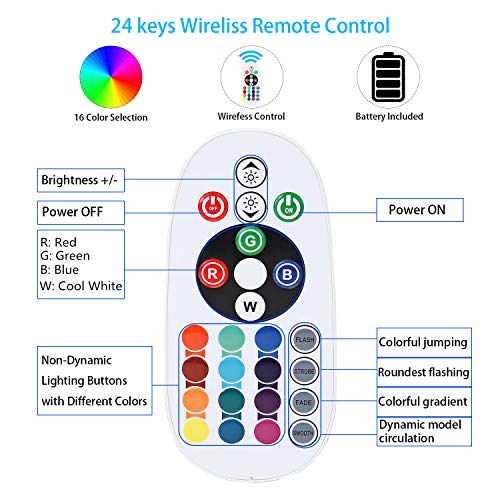 Brillihood Flexible LED RGB Rope Light Strip Multi Color Changing Dimmable Waterproof Indoor/Outdoor Remote Controller - (50m/164ft)