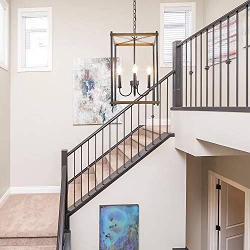 KSANA Farmhouse Foyer Lighting Entryway Chandeliers for Dining Rooms Kitchen Island, Stairway, W14 xH23.5, Brown
