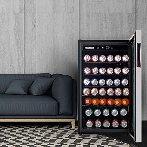 KUPPET 150-Can Beverage Cooler and Refrigerator, Small Mini Fridge for Home, Office or Bar with Glass Door and Adjustable Removable Shelves,Perfect for Soda Beer or Wine, Stainless Steel, 4.5 Cu.Ft.
