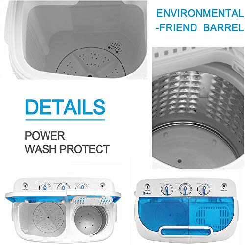 13 Lbs Semi-automatic Twin Tub Washing Machine Portable Mini Compact Washer Machine