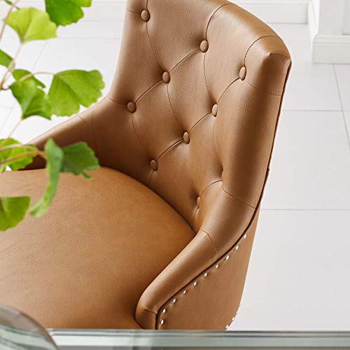 Modway Regent Tufted Button Faux Leather Swivel Office Chair with Nailhead Trim in Tan