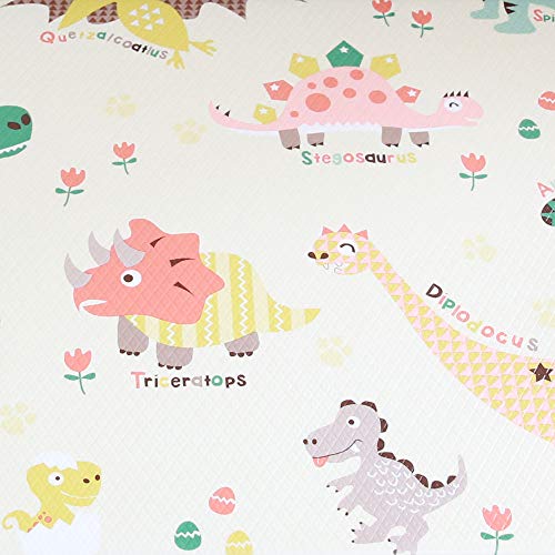 Premium Baby Play Mat - Cushion Floor Foam Mat for Infants Kids Kindergarten – Waterproof, Easy to Clean, Soft and Thick – Non Toxic, Reversible (90" x 55", Dinosaur)