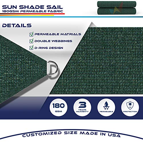 Windscreen4less 23' x 24' x 33.2' Triangle Sun Shade Sail - Solid Green Durable UV Shelter Canopy for Patio Outdoor Backyard Included Free Pad Eyes - Custom Size (3 Year Warranty)