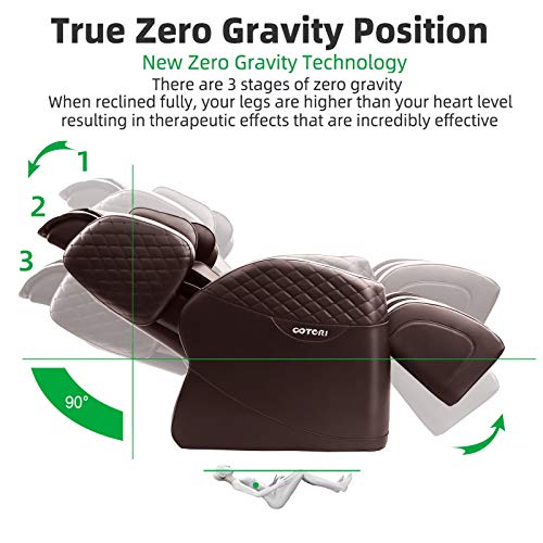 KTN 2020 New Massage Chairs, Zero Gravity Massage Chair, Full Body Massage Chair with Lower-Back Heating, Seat Vibration and Foot Roller (Brown)