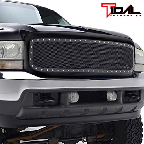 Tidal Replacement Studs Rivet Grille Stainless Steel with Matte Black Shell Fits 99-04 Ford Super Duty F250 F350 F450 F550