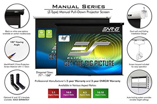 Elite Screens Manual Series, 135-INCH 16:9, Pull Down Manual Projector Screen with AUTO LOCK, Movie Home Theater 8K / 4K Ultra HD 3D Ready, 2-YEAR WARRANTY, M135XWH2