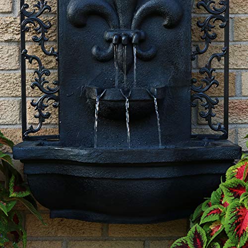 Sunnydaze French Lily Outdoor Wall Water Fountain Wall Mounted Fountain Lead Finish 33"